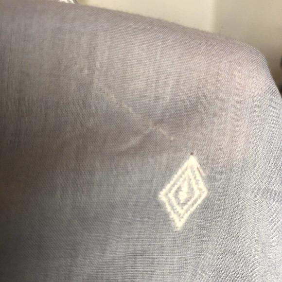 Ann Taylor Loft NWT The Softened Thin Lightweight Blue Diamond Pattern Blouse S - Picture 11 of 11